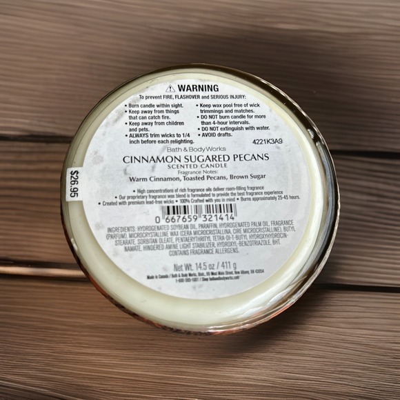 Bath & Body Works Cinnamon Sugared Pecans 14.5oz. 3-Wick Jar‎ Candle - Picture 5 of 5